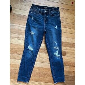 Judy Blue  Size 3/26 Distressed Denim Relaxed fit Raw edge Hem  Denim Jeans